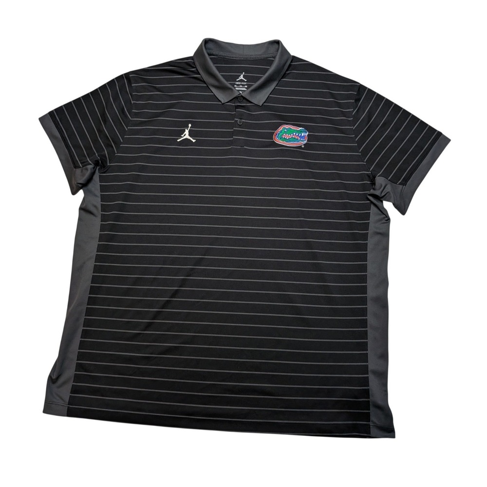Jordan Brand Florida Gators Polo Men's XXL Black Gray Striped Dri-FIT NCAA